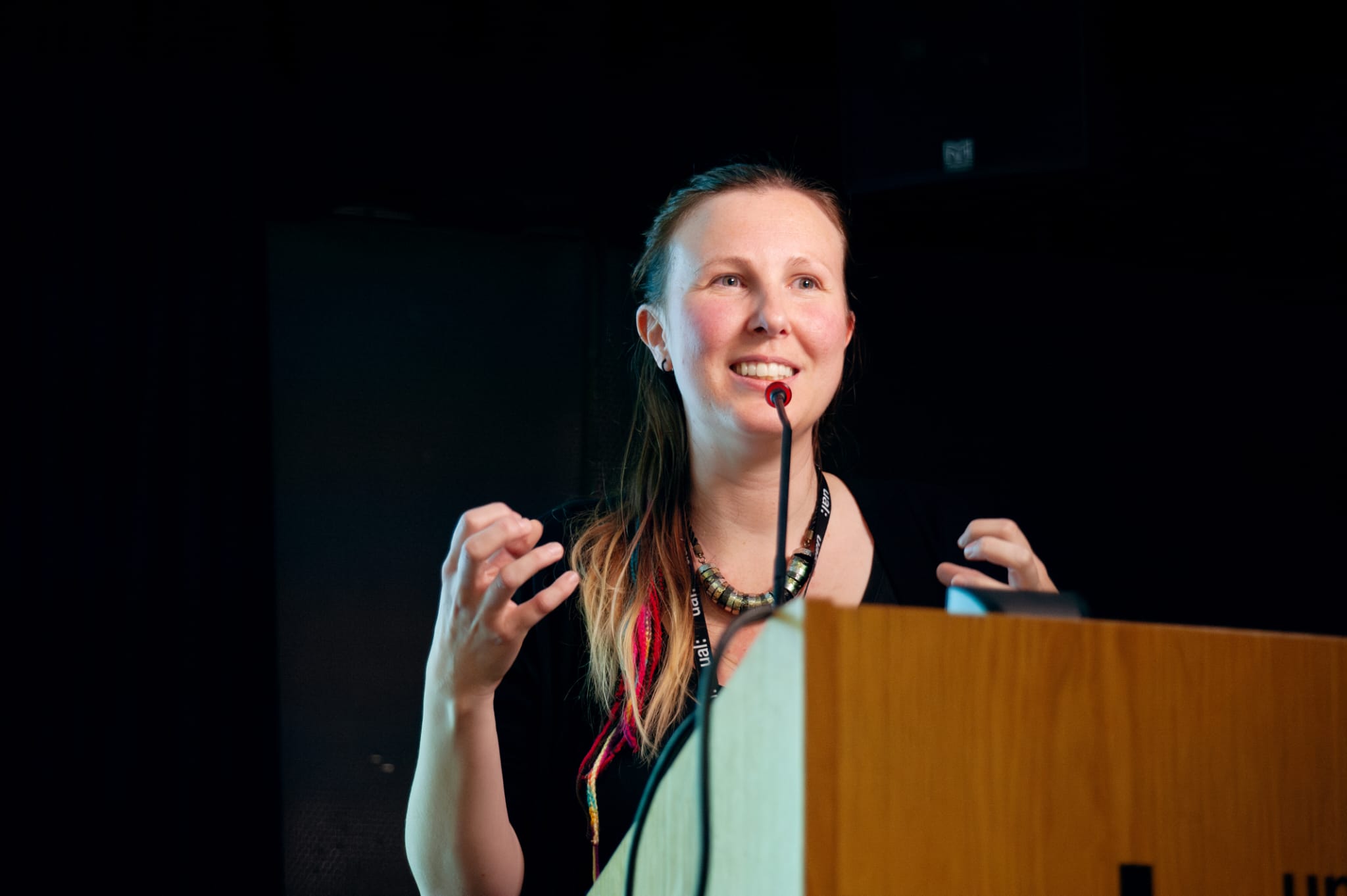 Close up of Chiara presenting